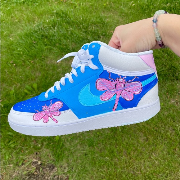 CUSTOM DRAGONFLY NIKE COURT VISION MIDS - Picture 3 of 7